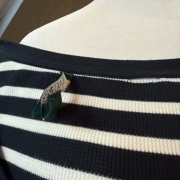 Lauren Ralph Lauren Women's Black & White Striped Stretch Cotton Midi Dress L - Picture 10 of 12